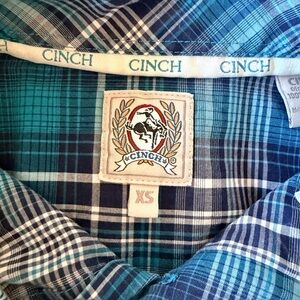 Cinch Men's Teal and Navy Plaid Shirt